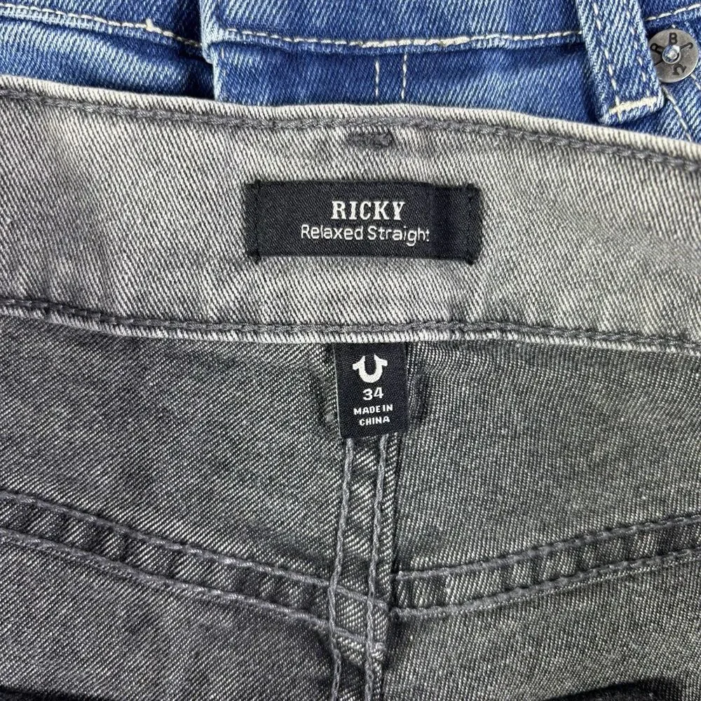 True Religion Ricky Relaxed Straight Shorts Lot Of Two Mens 34 Stretch Denim